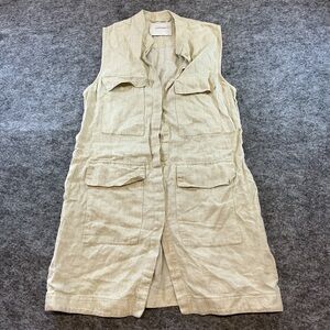 BONDI BORN Neutral Beige Linen Shirt Vest Size L